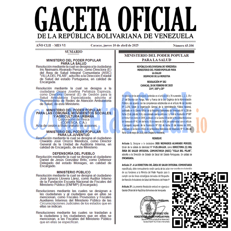 Gaceta Oficial, Gaceta 43106, Gaceta 43106 HD, Gaceta #43106, Gaceta Oficial Venezuela #43106