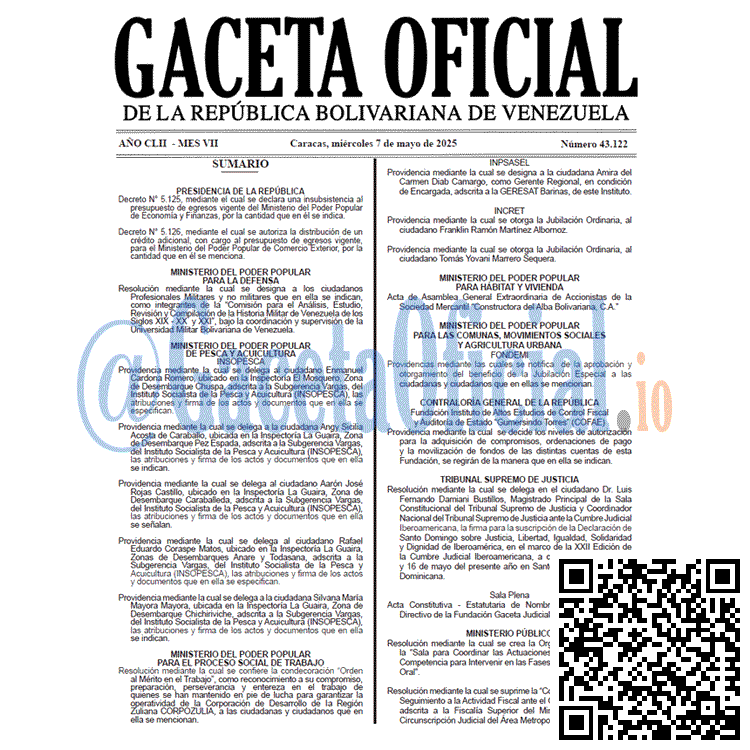 Gaceta Oficial, Gaceta 43122, Gaceta 43122 HD, Gaceta #43122, Gaceta Oficial Venezuela #43122