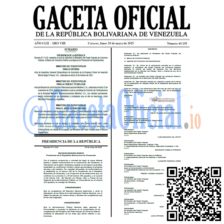 Gaceta Oficial, Gaceta 43130, Gaceta 43130 HD, Gaceta #43130, Gaceta Oficial Venezuela #43130