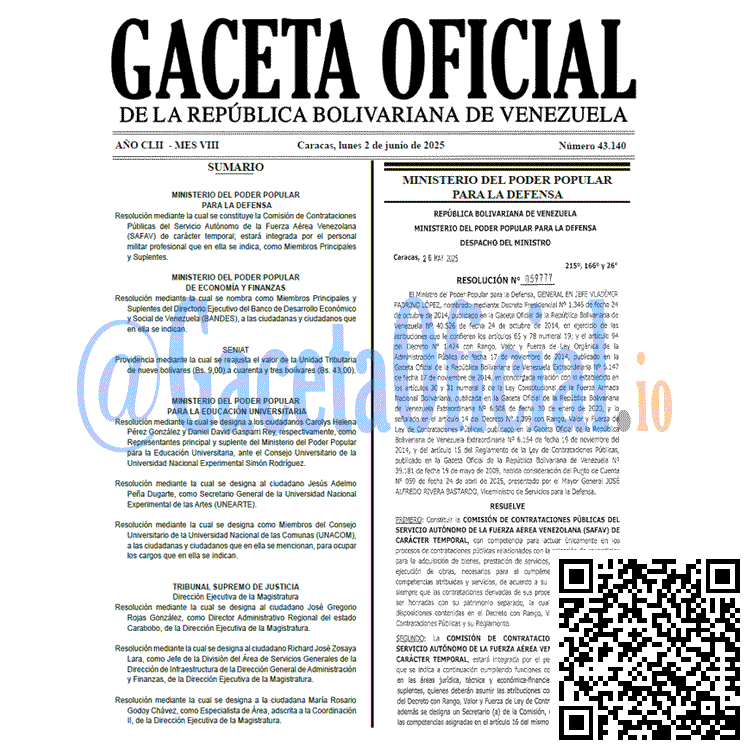 Venezuela Gaceta Oficial 43140 del 2 junio 2025 Gaceta Oficial, Gaceta 43140, Gaceta 43140 HD, Gaceta #43140, Gaceta Oficial Venezuela #43140