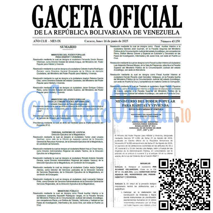 Gaceta Oficial, Gaceta 43150, Gaceta 43150 HD, Gaceta #43150, Gaceta Oficial Venezuela #43150