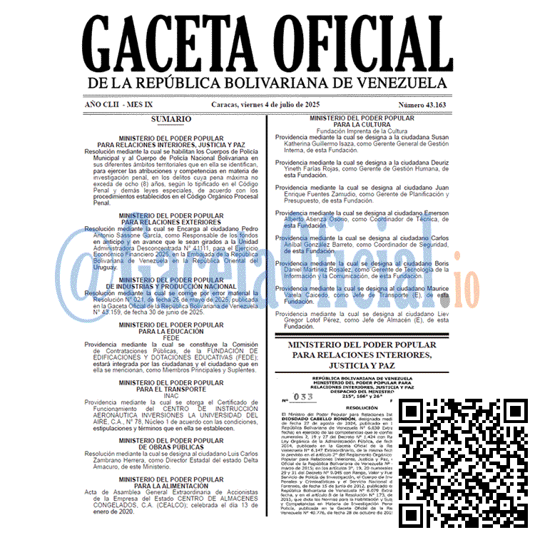 Gaceta Oficial, Gaceta 43163, Gaceta 43163 HD, Gaceta #43163, Gaceta Oficial Venezuela #43163