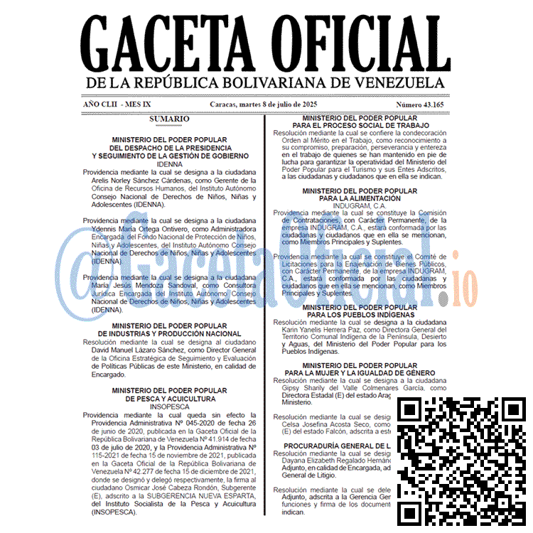 Gaceta Oficial, Gaceta 43165, Gaceta 43165 HD, Gaceta #43165, Gaceta Oficial Venezuela #43165