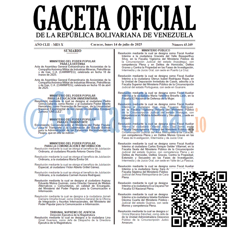 Gaceta Oficial, Gaceta 43169, Gaceta 43169 HD, Gaceta #43169, Gaceta Oficial Venezuela #43169