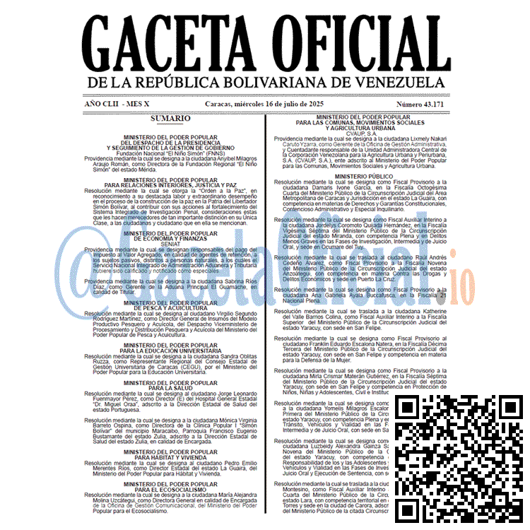 Gaceta Oficial, Gaceta 43171, Gaceta 43171 HD, Gaceta #43171, Gaceta Oficial Venezuela #43171
