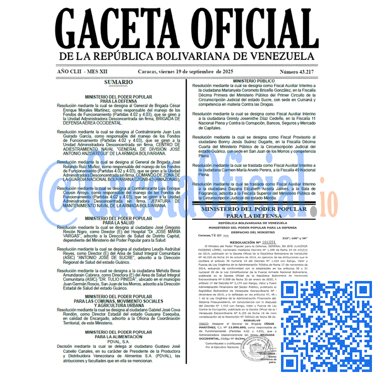 Gaceta Oficial, Gaceta 43217, Gaceta 43217 HD, Gaceta #43217, Gaceta Oficial Venezuela #43217