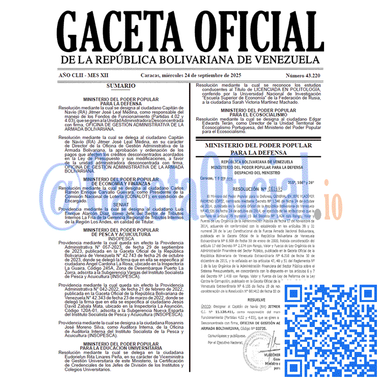 Gaceta Oficial, Gaceta 43220, Gaceta 43220 HD, Gaceta #43220, Gaceta Oficial Venezuela #43220