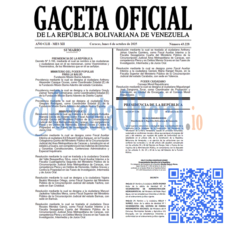 Gaceta Oficial, Gaceta 43228, Gaceta 43228 HD, Gaceta #43228, Gaceta Oficial Venezuela #43228