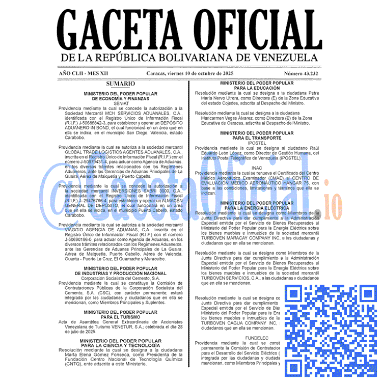 Gaceta Oficial, Gaceta 43232, Gaceta 43232 HD, Gaceta #43232, Gaceta Oficial Venezuela #43232