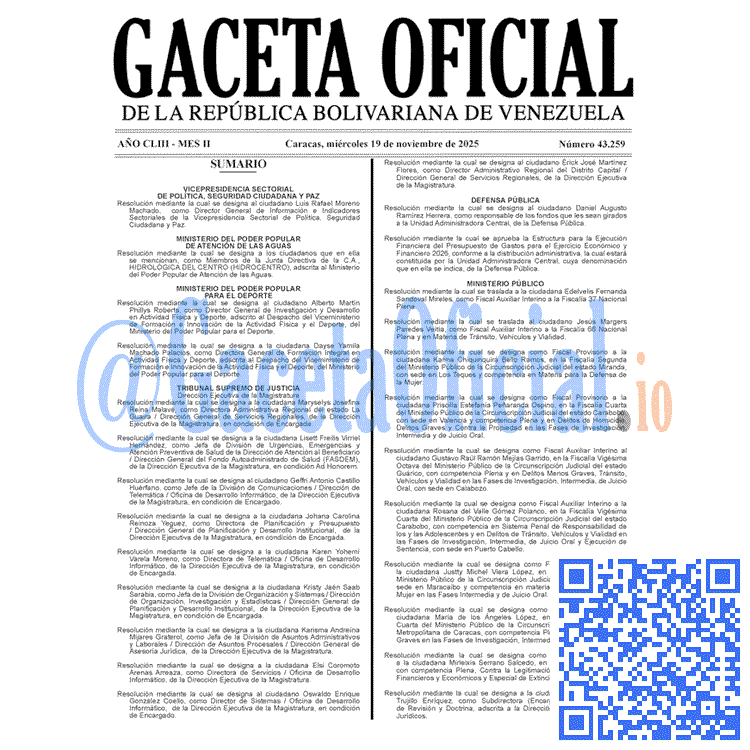 Venezuela Gaceta Oficial 43259 del 19 noviembre 2025 Gaceta Oficial, Gaceta 43259, Gaceta 43259 HD, Gaceta #43259, Gaceta Oficial Venezuela #43259