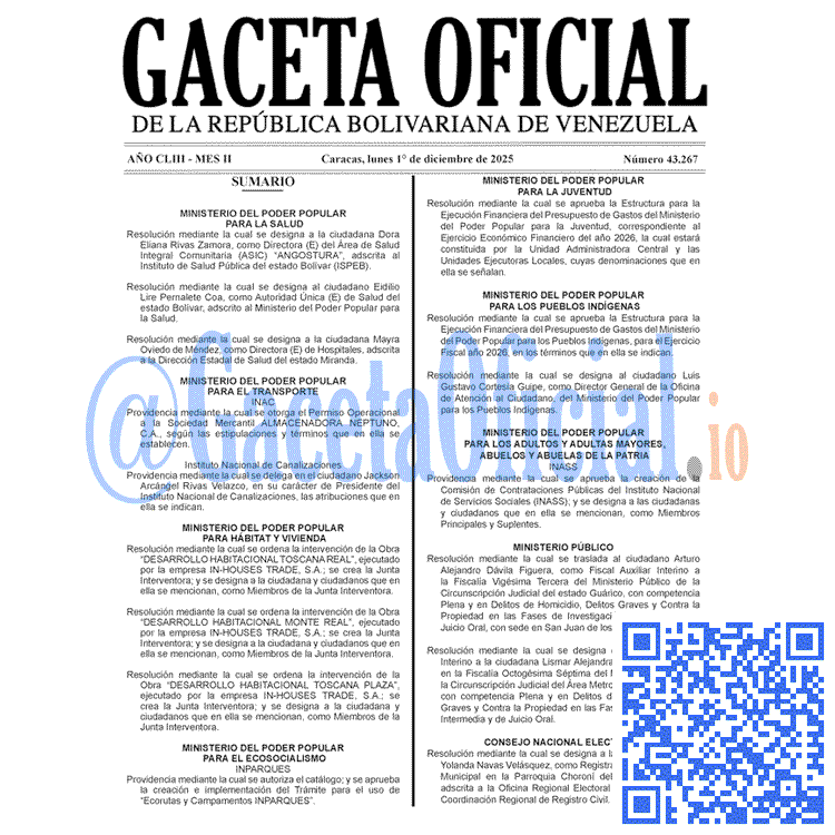 Gaceta Oficial, Gaceta 43267, Gaceta 43267 HD, Gaceta #43267, Gaceta Oficial Venezuela #43267