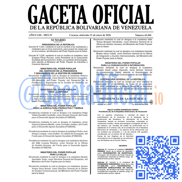 Gaceta Oficial, Gaceta 43300, Gaceta 43300 HD, Gaceta #43300, Gaceta Oficial Venezuela #43300