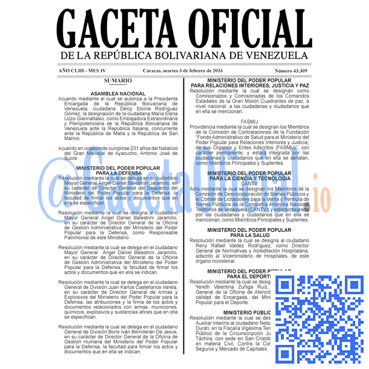 Gaceta Oficial, Gaceta 43309, Gaceta 43309 HD, Gaceta #43309, Gaceta Oficial Venezuela #43309
