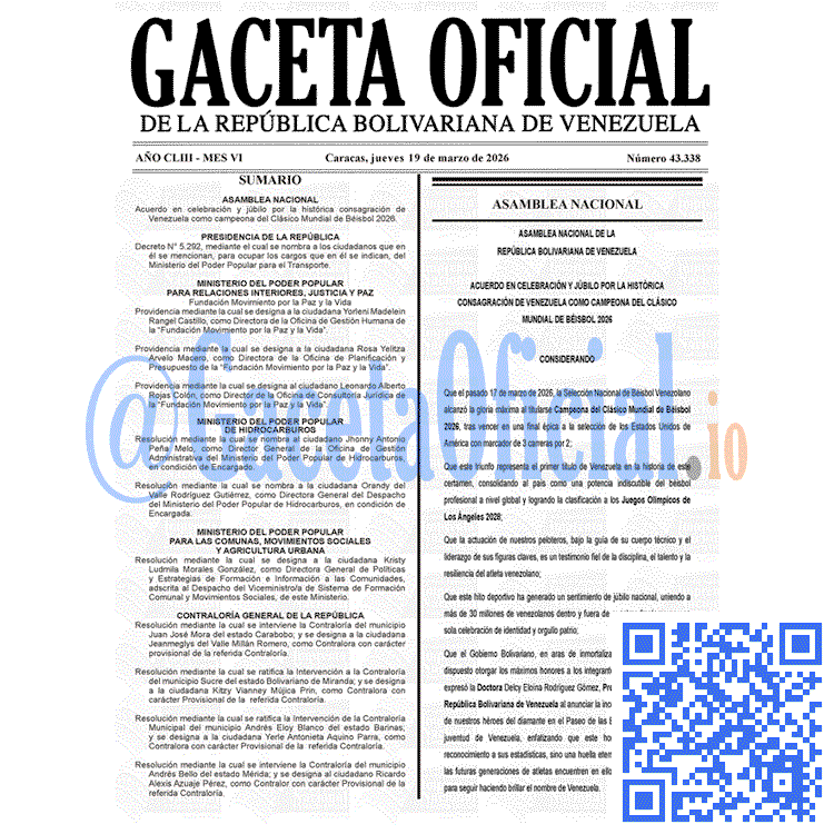 Venezuela Gaceta Oficial 43338 del 19 marzo 2026 Gaceta Oficial, Gaceta 43338, Gaceta 43338 HD, Gaceta #43338, Gaceta Oficial Venezuela #43338