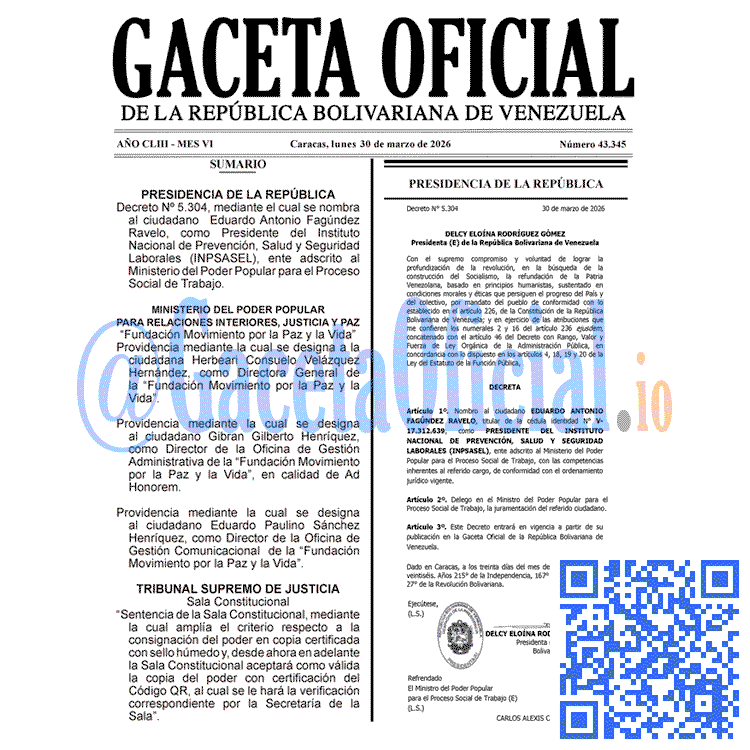 Gaceta Oficial, Gaceta 43345, Gaceta 43345 HD, Gaceta #43345, Gaceta Oficial Venezuela #43345