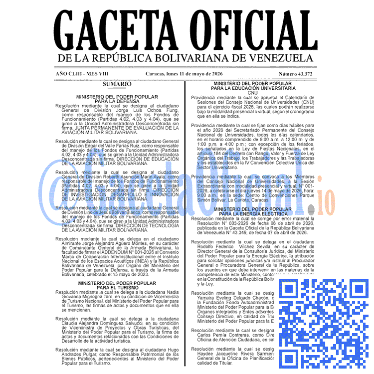 Venezuela Gaceta Oficial 43372 del 11 mayo 2026 Gaceta Oficial, Gaceta 43372, Gaceta 43372 HD, Gaceta #43372, Gaceta Oficial Venezuela #43372