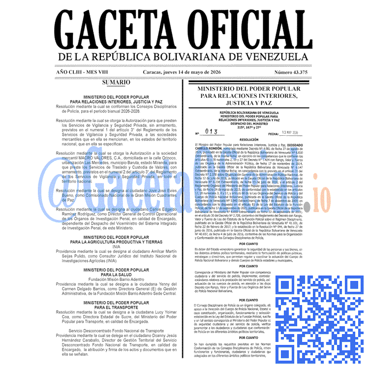 Gaceta Oficial, Gaceta 43375, Gaceta 43375 HD, Gaceta #43375, Gaceta Oficial Venezuela #43375