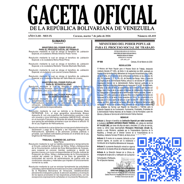 Gaceta Oficial, Gaceta 43410, Gaceta 43410 HD, Gaceta #43410, Gaceta Oficial Venezuela #43410