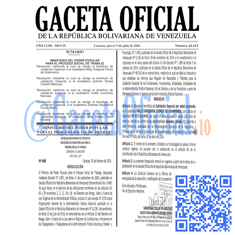 Venezuela Gaceta Oficial 43412 del 9 julio 2026 Gaceta Oficial, Gaceta 43412, Gaceta 43412 HD, Gaceta #43412, Gaceta Oficial Venezuela #43412