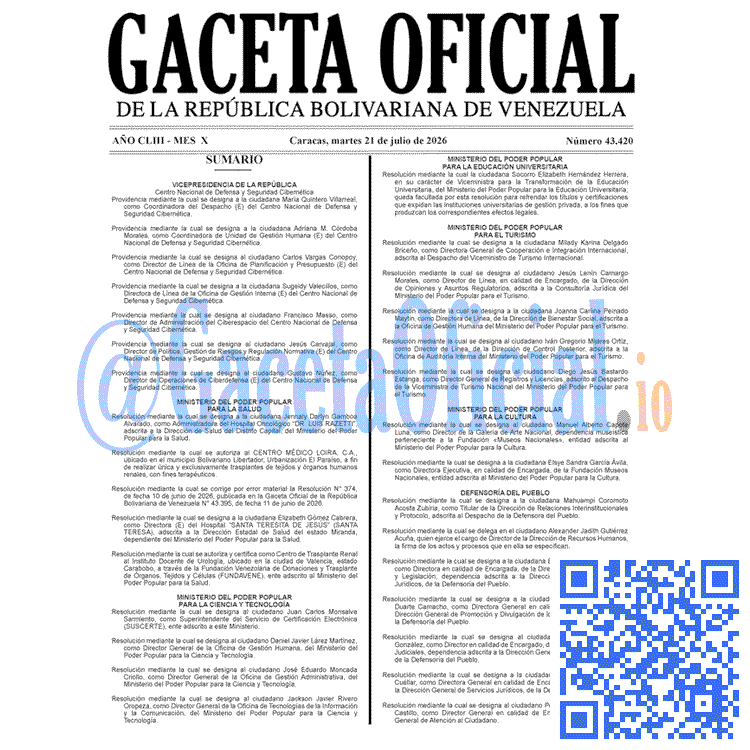 Gaceta Oficial, Gaceta 43420, Gaceta 43420 HD, Gaceta #43420, Gaceta Oficial Venezuela #43420