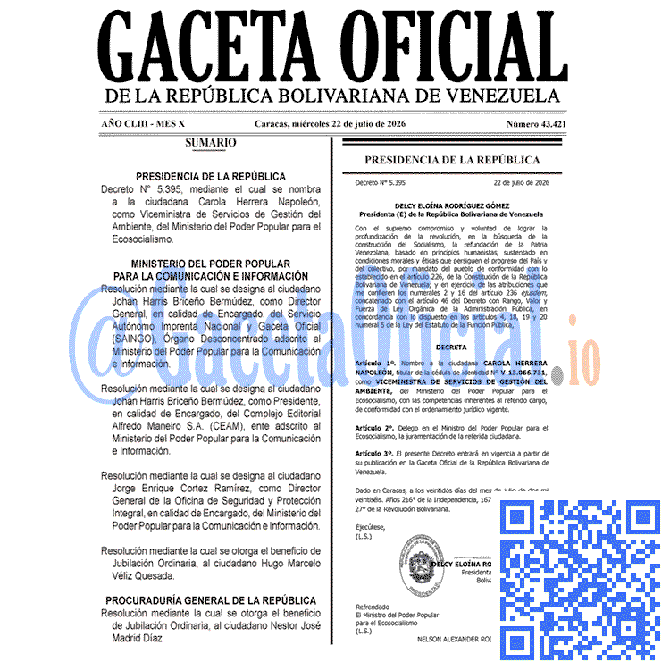 Gaceta Oficial, Gaceta 43421, Gaceta 43421 HD, Gaceta #43421, Gaceta Oficial Venezuela #43421