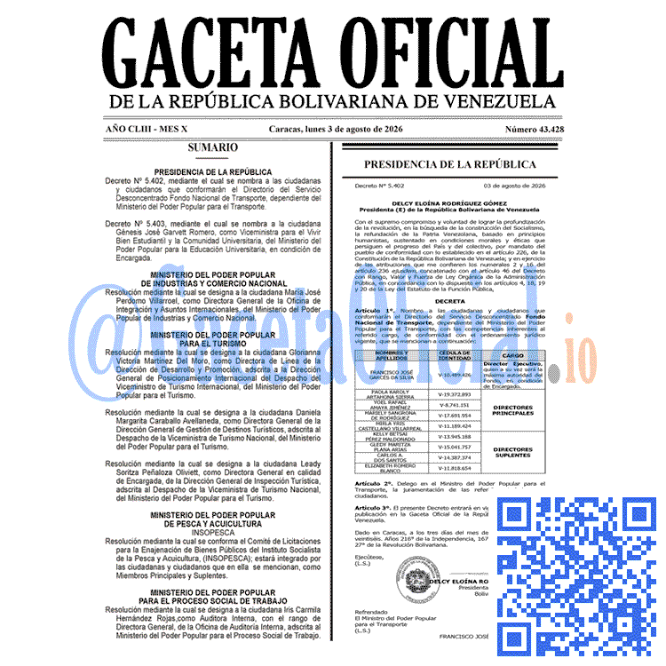 Gaceta Oficial, Gaceta 43428, Gaceta 43428 HD, Gaceta #43428, Gaceta Oficial Venezuela #43428