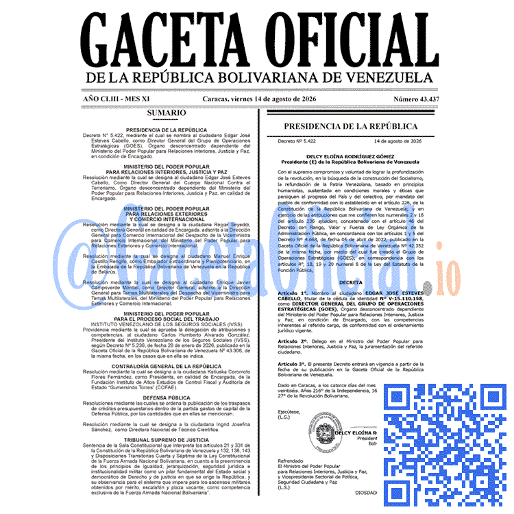 Gaceta Oficial, Gaceta 43437, Gaceta 43437 HD, Gaceta #43437, Gaceta Oficial Venezuela #43437