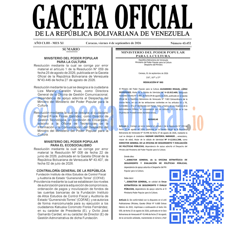 Gaceta Oficial, Gaceta 43452, Gaceta 43452 HD, Gaceta #43452, Gaceta Oficial Venezuela #43452