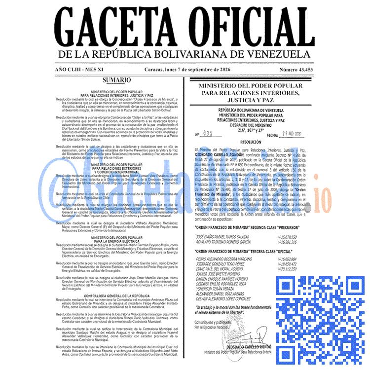 Gaceta Oficial, Gaceta 43453, Gaceta 43453 HD, Gaceta #43453, Gaceta Oficial Venezuela #43453