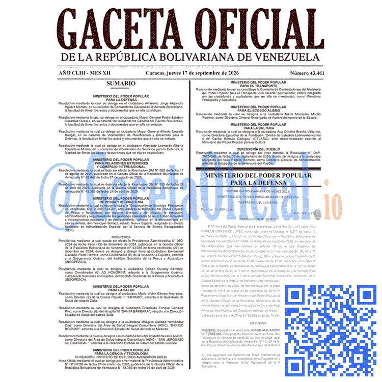Gaceta Oficial, Gaceta 43461, Gaceta 43461 HD, Gaceta #43461, Gaceta Oficial Venezuela #43461