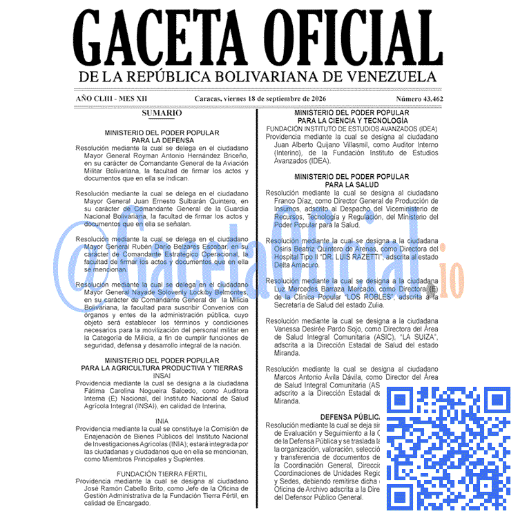 Gaceta Oficial, Gaceta 43462, Gaceta 43462 HD, Gaceta #43462, Gaceta Oficial Venezuela #43462