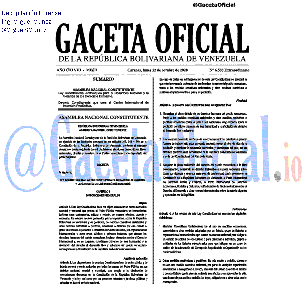 Gaceta Oficial 6583 del 12 octubre 2020