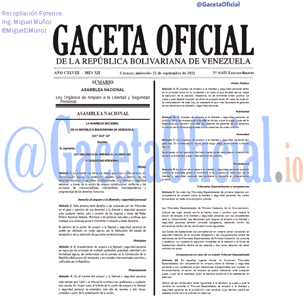Gaceta Oficial 6651 del 22 septiembre 2021