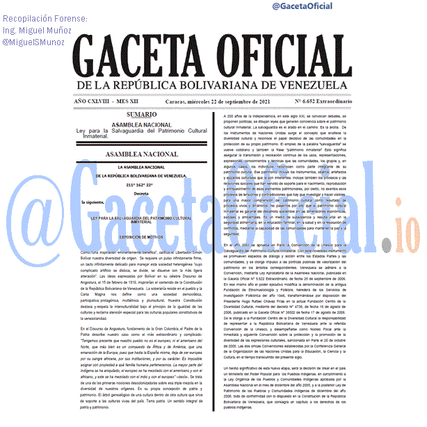 Gaceta Oficial 6652 del 22 septiembre 2021