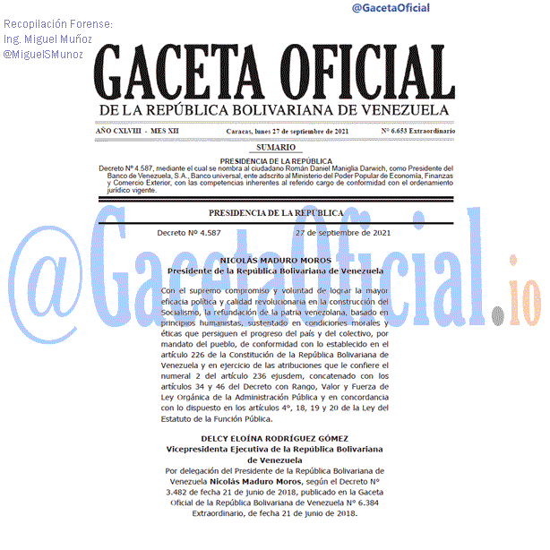 Gaceta Oficial 6653 del 27 septiembre 2021