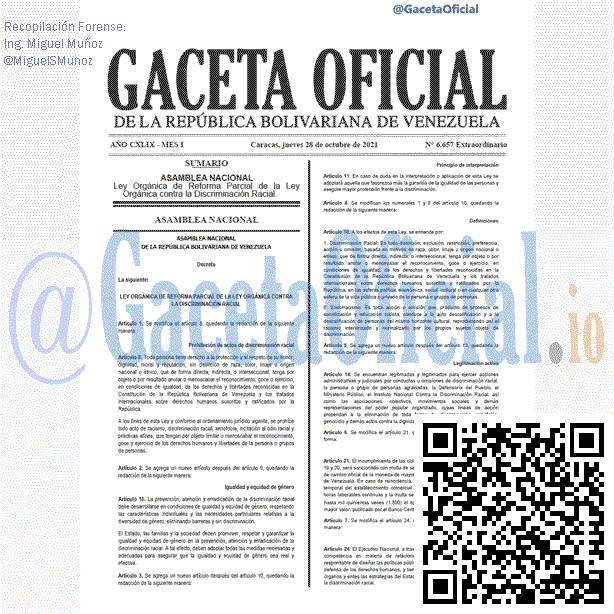 Gaceta Oficial 6657 del 28 octubre 2021