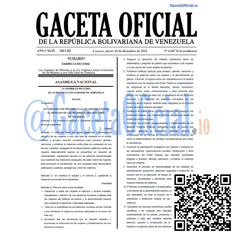 Gaceta Oficial 6667 del 16 diciembre 2021 Gaceta Oficial 6667 del 16 diciembre 2021
