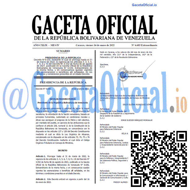 Gaceta Oficial 6683 del 14 enero 2022