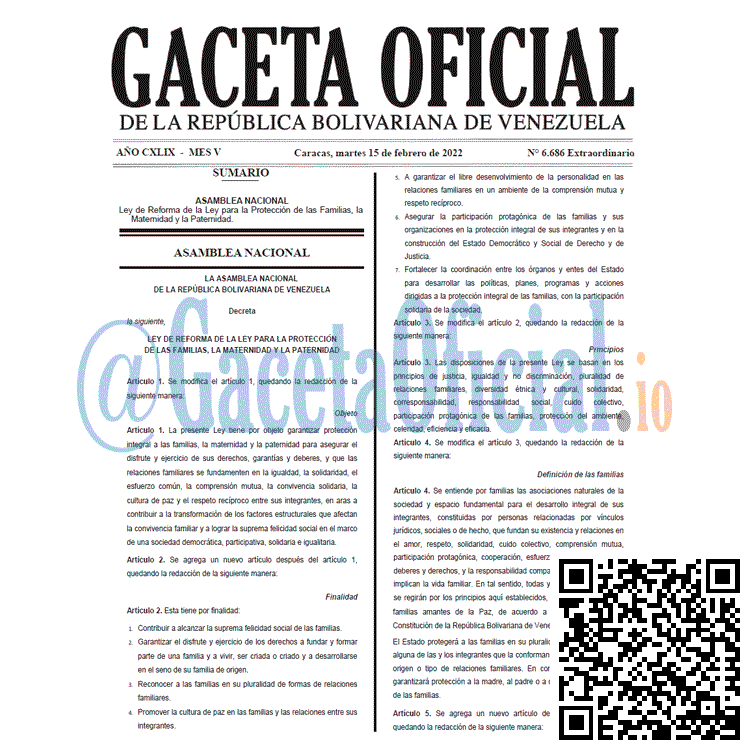Gaceta Oficial 6686 del 15 febrero 2022