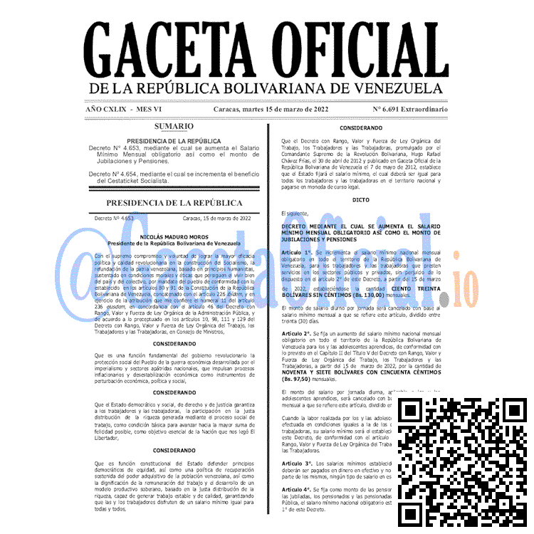 Gaceta Oficial 6691 del 15 marzo 2022 Gaceta Oficial 6691 del 15 marzo 2022