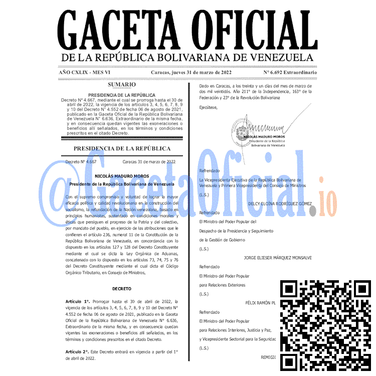 Gaceta Oficial 6692 del 31 marzo 2022 Gaceta Oficial 6692 del 31 marzo 2022