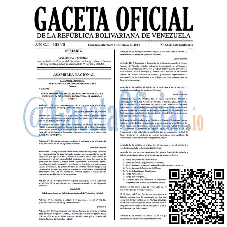 Gaceta Oficial, Gaceta 6805, Gaceta 6805 HD, Gaceta #6805, Gaceta Oficial Venezuela #6805