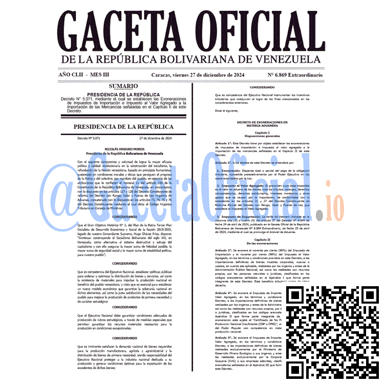 Gaceta Oficial, Gaceta 6869, Gaceta 6869 HD, Gaceta #6869, Gaceta Oficial Venezuela #6869