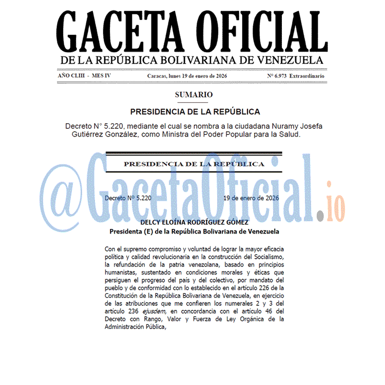 Gaceta Oficial, Gaceta 6973, Gaceta 6973 HD, Gaceta #6973, Gaceta Oficial Venezuela #6973