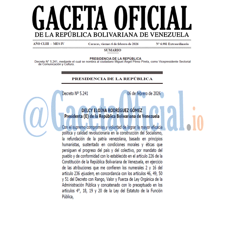 Venezuela Gaceta Oficial 6981 del 6 febrero 2026 Gaceta Oficial, Gaceta 6981, Gaceta 6981 HD, Gaceta #6981, Gaceta Oficial Venezuela #6981