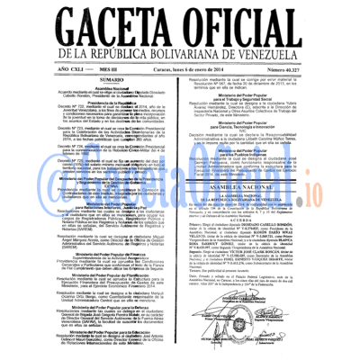Gaceta Oficial 40327 2014-01-06