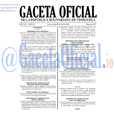 Gaceta Oficial 41387 2018-04-30