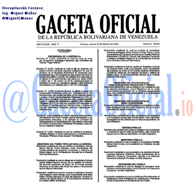 Gaceta Oficial 40852 2016-02-19