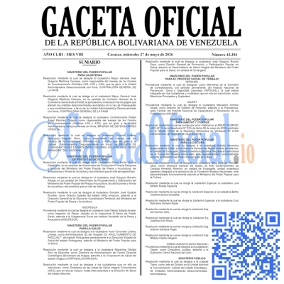 Gaceta Oficial 43384 2026-05-27 