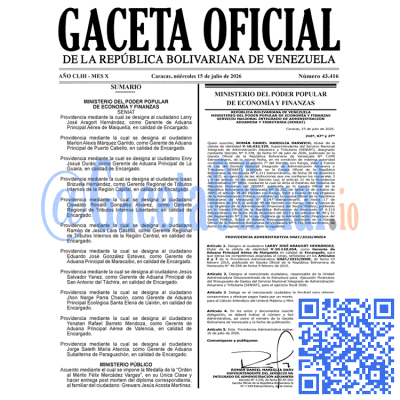 Gaceta Oficial 43416 2026-07-15